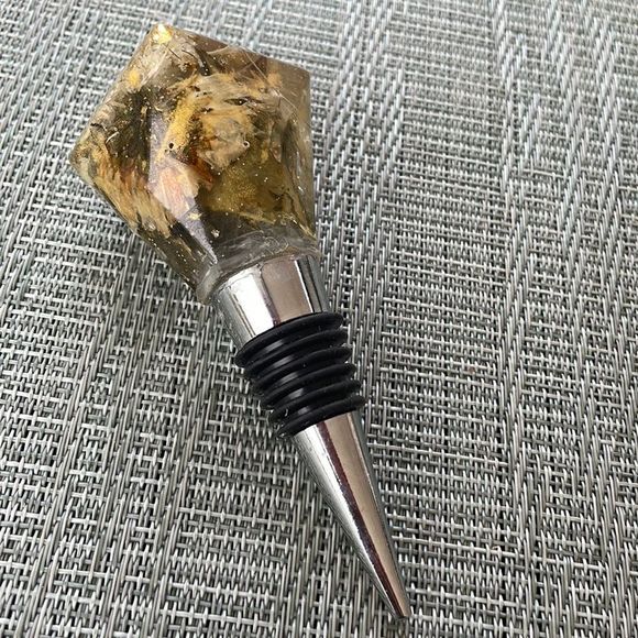 - Handmade Pressed Flower Diamond Top Wine Stop Flurry - Picture 6 of 13